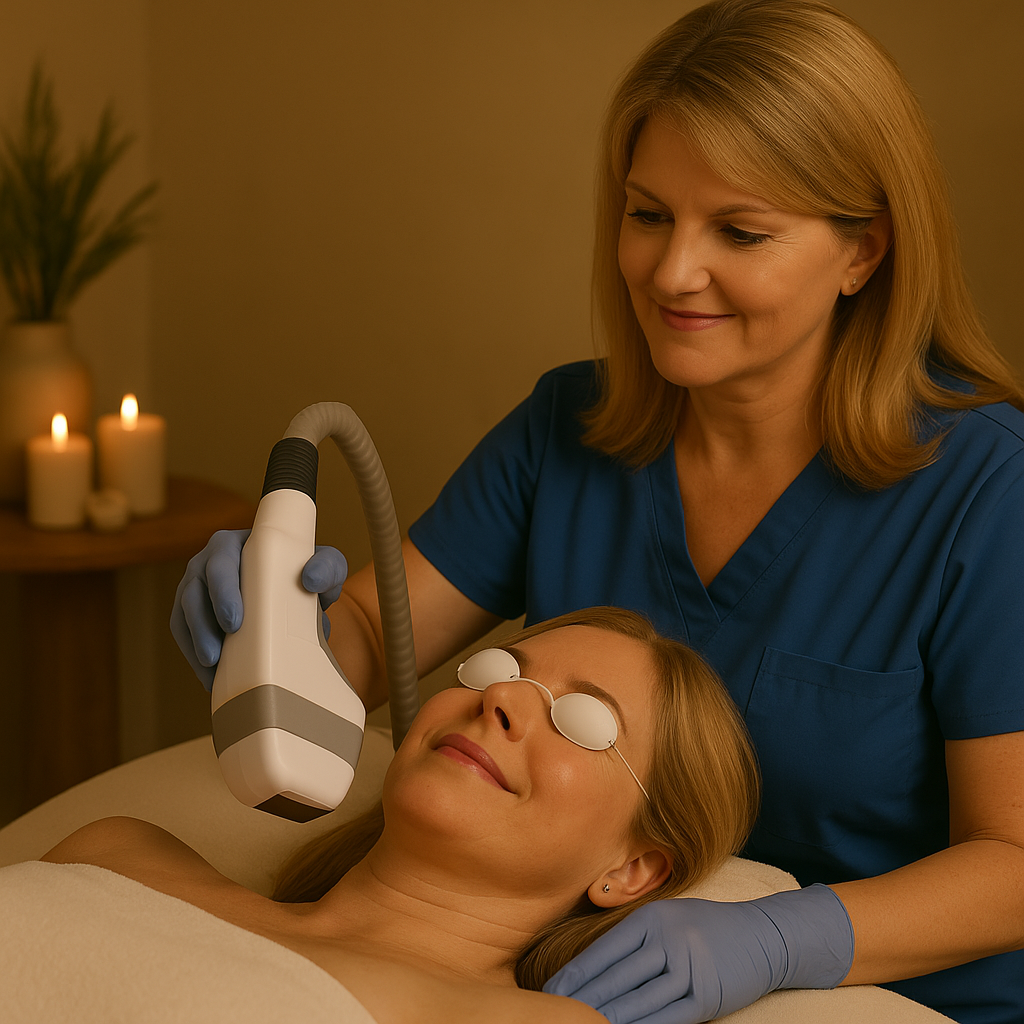 Scottsdale woman enjoying red light therapy treatment
