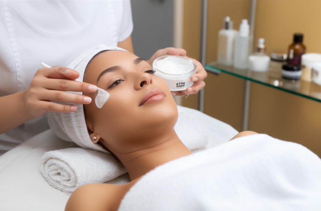 Scottsdale woman receiving signature facial treatment